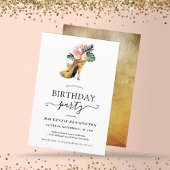 Invitation Elégant or Tropical Floral talons Or Anniversaire
