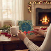 Invitation Élégant or turquoise Noël Business Party Invitatio