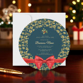 Invitation Élégant or turquoise Noël Business Party Invitatio