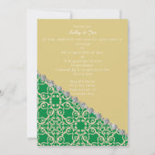 Invitation Élégant OR VERT ABSTRAIT Mariage diamant (Dos)