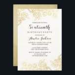 Invitation Elégant or Vintage Floral 16e anniversaire<br><div class="desc">Invitations d'anniversaire florales plus élégantes dans le Little Bayleigh Store! Note : Pas de vrai papier.</div>