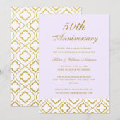 Invitation Élégant Or & Violet 50ème Anniversaire de Mariage (Devant / Derrière)