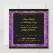 Invitation Élégant Or Violet Damassé Perle Soirée (Dos)
