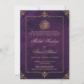 Invitation Élégant or violet musulman mariage musulman islami (Devant)