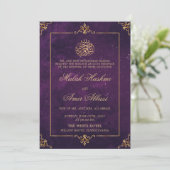 Invitation Élégant or violet musulman mariage musulman islami (Debout devant)