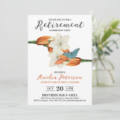 Invitation Élégant Orange blanc élégant retraite floral (Debout devant)