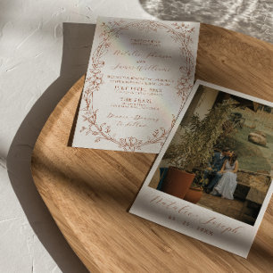 Invitation Élégant Orange Brûlé Terracotta Bohème Chic Mariag