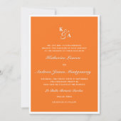 Invitation Élégant orange clair Monogramme Gras Mariage forme (Devant)