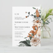 Invitation Elégant orange et vert Mariage floral (Debout devant)