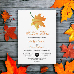 Invitation Élégant Orange Fall Feuilles Automne Floral Mariag