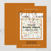 Invitation Elégant Orange Field Flowers Fête des mariées flor (Devant / Derrière)