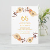 Invitation Elégant Orange Fleur Or Blanc Anniversaire (Debout devant)