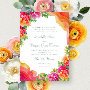 Invitation Elégant Orange Floral Bougainville Italie Mariage