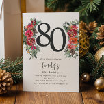 Invitation Elégant Orange & Flore Rouge 80e anniversaire<br><div class="desc">Plongez dans le monde de l'élégance festive avec notre toute nouvelle gamme d'invitations d'anniversaire pour adultes. Aménagés dans un nouveau bar pour le raffinement, ces invitations sont décorés de fleurs d'aquarelle exquises dans une riche palette d'orange et de rouge. Ces modèles invitations, modernes mais intemporels, vont transformer votre soirée d'anniversaire...</div>