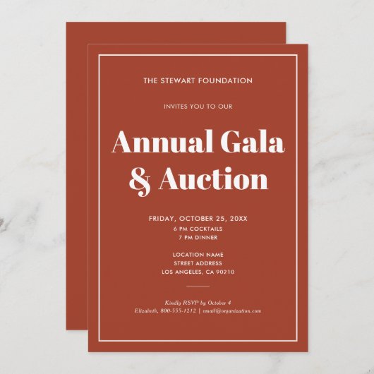 Invitation Élégant Orange Minimalist Business Event (Devant / Derrière)