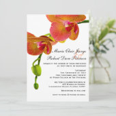 Invitation Elégant Orange Orchidées Tropical Beach Mariage (Debout devant)