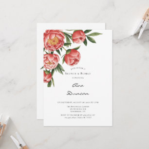 Invitation Elégant Orange Peony Peony Brunch & Bubbly