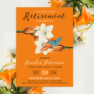 Invitation Élégant Orange Retire Retro Lily Floral