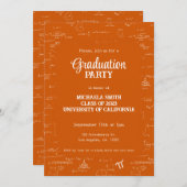 Invitation Elegant Orange Script Math Graduation (Devant / Derrière)