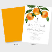 Invitation Élégant Oranges Baptême fille