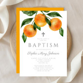 Invitation Élégant Oranges Baptême fille