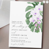 Invitation Elegant Orchid on Tropical leaf script wedding