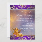 Invitation Elegant Orchidée Or et Pourpre Fête de Thé de Mari (Dos)