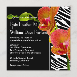 Invitation Elégant Orchidées Zebra Imprimer Mariage Invite