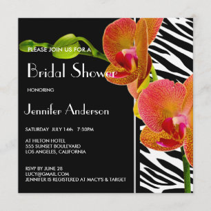 Invitation Elegant Orchids Zebra Imprimer Fête des mariées In