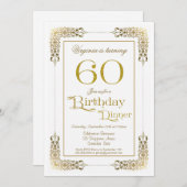 Invitation Elégant Ornate Gold Lace 60e Anniversaire Dîner (Devant / Derrière)