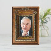 Invitation Elegant Ornate Rustic Gold Wood Photo Birthday men (Debout devant)