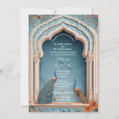 Invitation Élégant Ornate Vintage Peacocks Mariage indien (Devant)