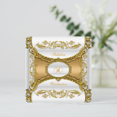 Invitation Elégant Ornate White Gold Fabuleux 50e anniversair (Debout devant)