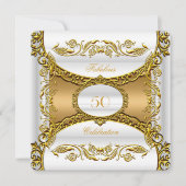 Invitation Elégant Ornate White Gold Fabuleux 50e anniversair (Devant)