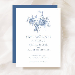 Invitation Élégant ornement floral bleu marine Enregistrer la