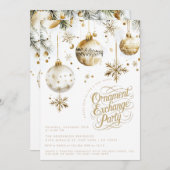 Invitation Élégant ornement or échange fête de Noël (Devant / Derrière)