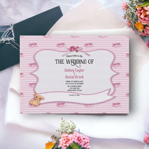 Invitation Élégant Ours En Teddy Rose Moderne Mariage élégant