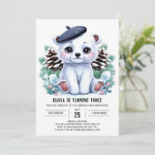 Invitation Élégant Ours polaire d'hiver numérique Anniversair (Debout devant)