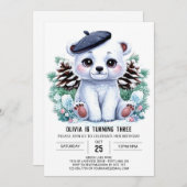 Invitation Élégant Ours polaire d'hiver numérique Anniversair (Devant / Derrière)