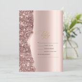 Invitation Élégant pailleté or rose style script RSVP (Debout devant)