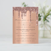 Invitation Élégant paillettes gouttes or rose mariage doux 16 (Debout devant)