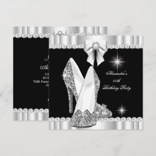 Invitation Elegant Paillettes Luxe Hauts Talons Argent Noir