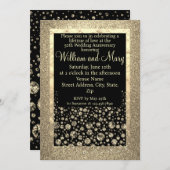 Invitation Élégant paillettes or diamant 50e anniversaire (Devant / Derrière)