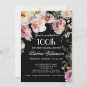 Invitation Elegant Painted Floral 100th Birthday Party (Devant)