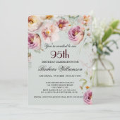 Invitation Elegant Painted Floral 95th Birthday Party (Debout devant)