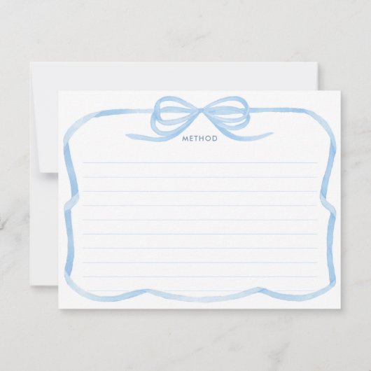 Invitation Elégant Pale Blue Bow Fête des mariées Recette Car (Dos)