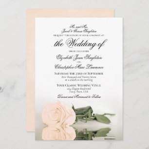 Invitation Élégant Pale Orange ou Peach Rose Mariage formel