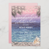 Invitation Élégant Palm Beach Mason Jar Lumières Graduation (Devant / Derrière)