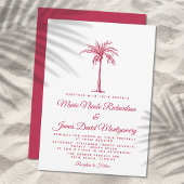 Invitation Elégant Palm Magenta Formal Beach Mariage