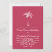 Invitation Elégant Palm Magenta Plage Formelle Mariage (Devant)